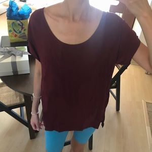 Brand New Abi Ferrin Silk Round New Maroon Dark Red Top